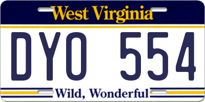 WV license plate DYO554