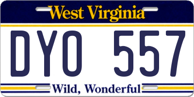 WV license plate DYO557