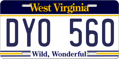 WV license plate DYO560