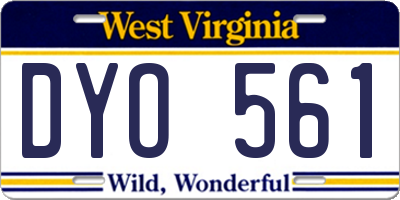 WV license plate DYO561