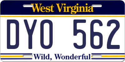 WV license plate DYO562