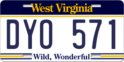 WV license plate DYO571