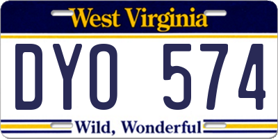 WV license plate DYO574