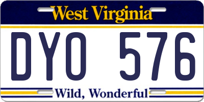 WV license plate DYO576