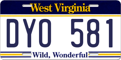 WV license plate DYO581