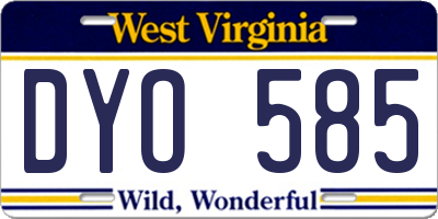 WV license plate DYO585