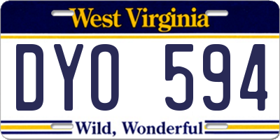 WV license plate DYO594