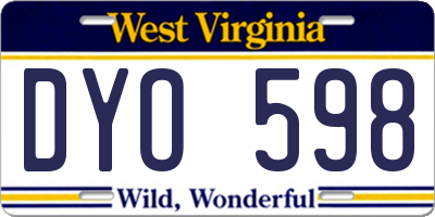 WV license plate DYO598