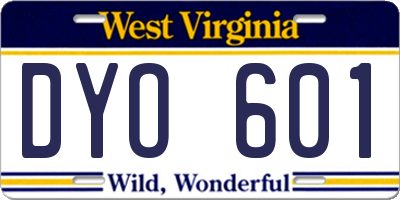 WV license plate DYO601