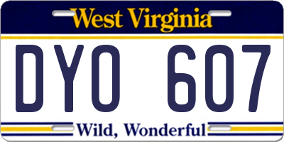 WV license plate DYO607