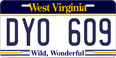 WV license plate DYO609