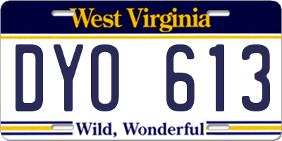 WV license plate DYO613