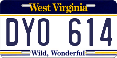 WV license plate DYO614
