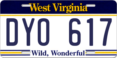 WV license plate DYO617