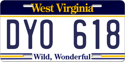 WV license plate DYO618