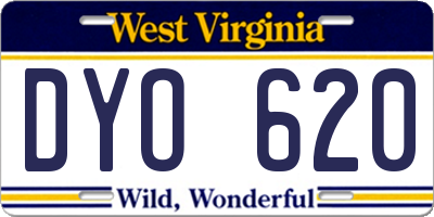WV license plate DYO620