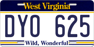 WV license plate DYO625