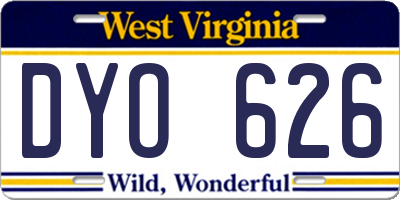 WV license plate DYO626