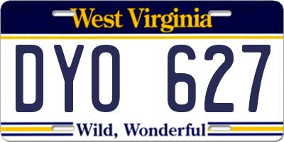 WV license plate DYO627