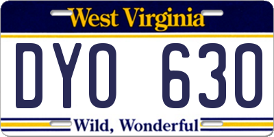 WV license plate DYO630