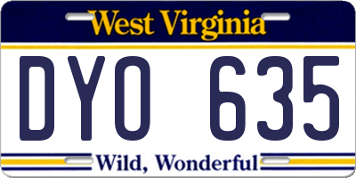 WV license plate DYO635