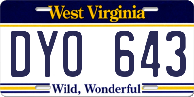 WV license plate DYO643
