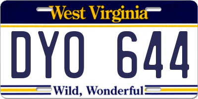 WV license plate DYO644