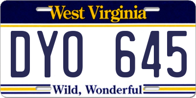 WV license plate DYO645