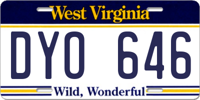 WV license plate DYO646