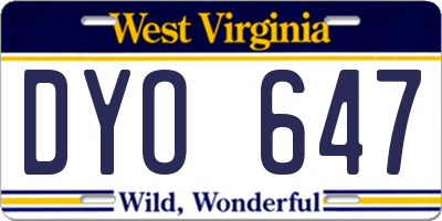 WV license plate DYO647