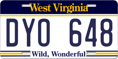 WV license plate DYO648