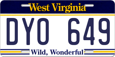 WV license plate DYO649