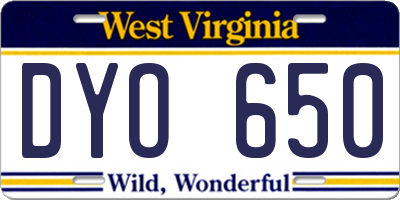 WV license plate DYO650
