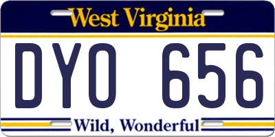 WV license plate DYO656