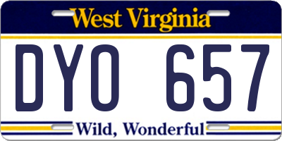 WV license plate DYO657
