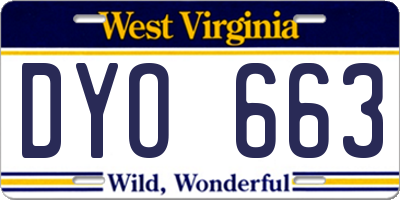 WV license plate DYO663
