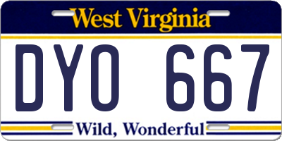 WV license plate DYO667