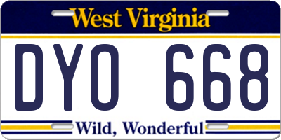 WV license plate DYO668
