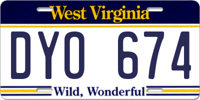 WV license plate DYO674