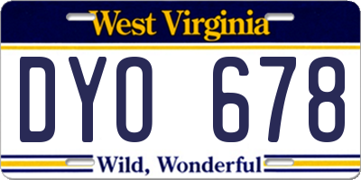 WV license plate DYO678