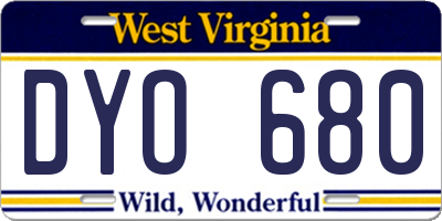 WV license plate DYO680