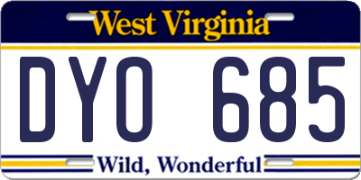 WV license plate DYO685