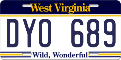 WV license plate DYO689