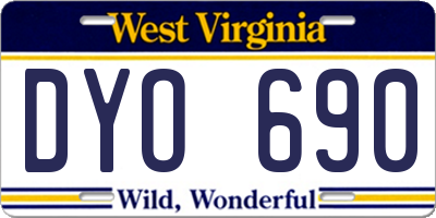 WV license plate DYO690