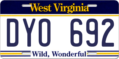 WV license plate DYO692