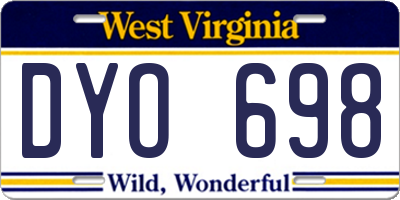 WV license plate DYO698