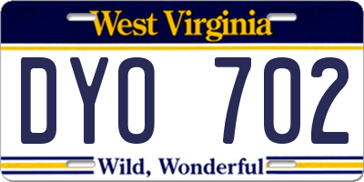 WV license plate DYO702