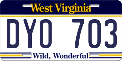 WV license plate DYO703