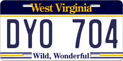 WV license plate DYO704