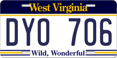 WV license plate DYO706